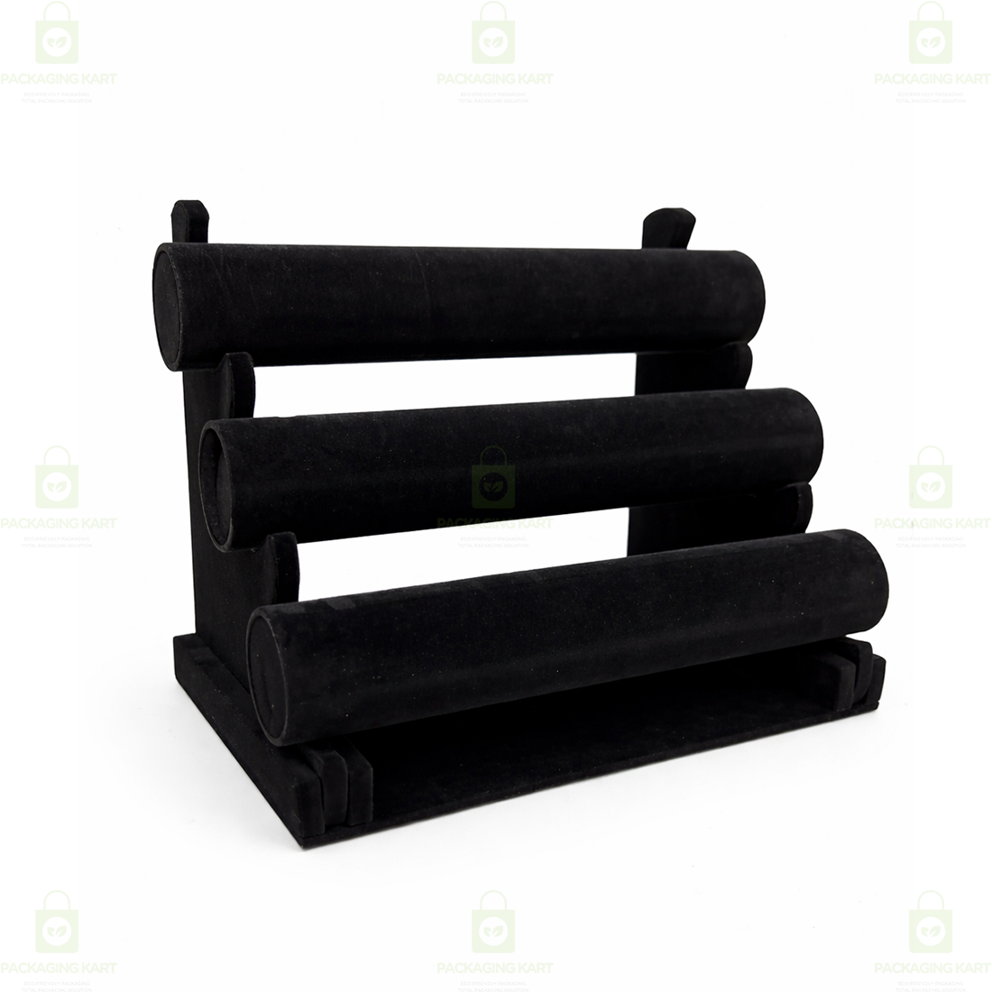 Wooden Bangle Display Stand with Velvet Finish – 3 Layer Jewellery Holder Rack