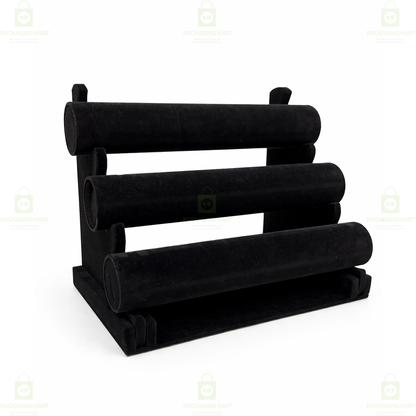 Wooden Bangle Display Stand with Velvet Finish – 3 Layer Jewellery Holder Rack