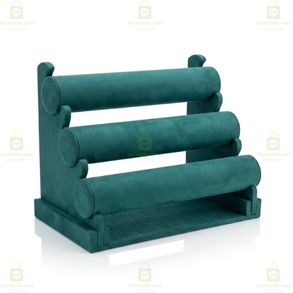 Designer Leather Velvet 3 Step Bangle Display Stand for Jewellery Shops