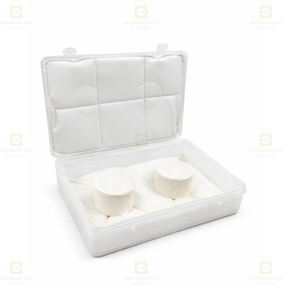 Transparent Plastic Jewellery Storage Box with Soft White Cushion Cotton Padding for Protection