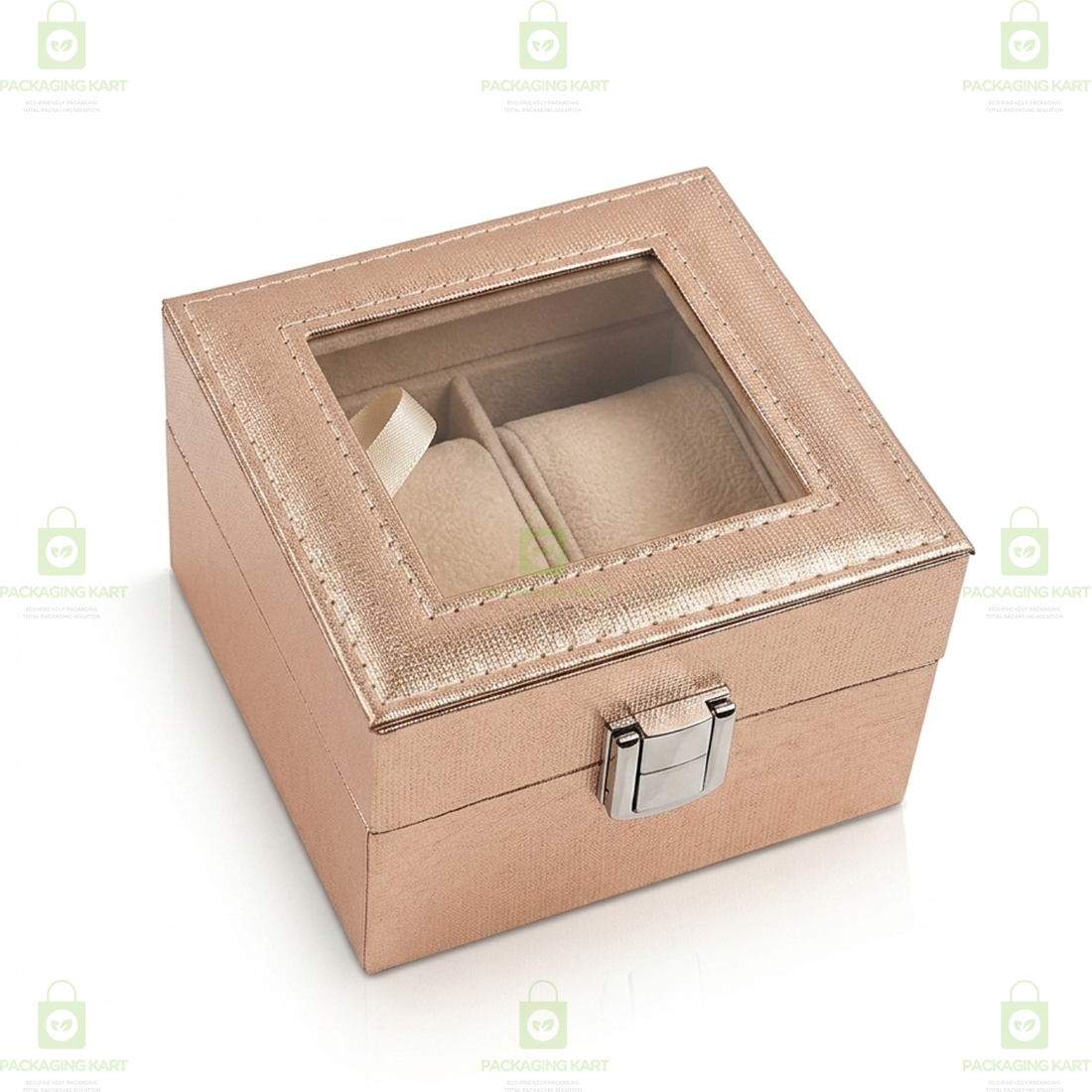 Luxury 2 Slots Watch Organizer Box with Velvet Cushion – Premium Leather Finish