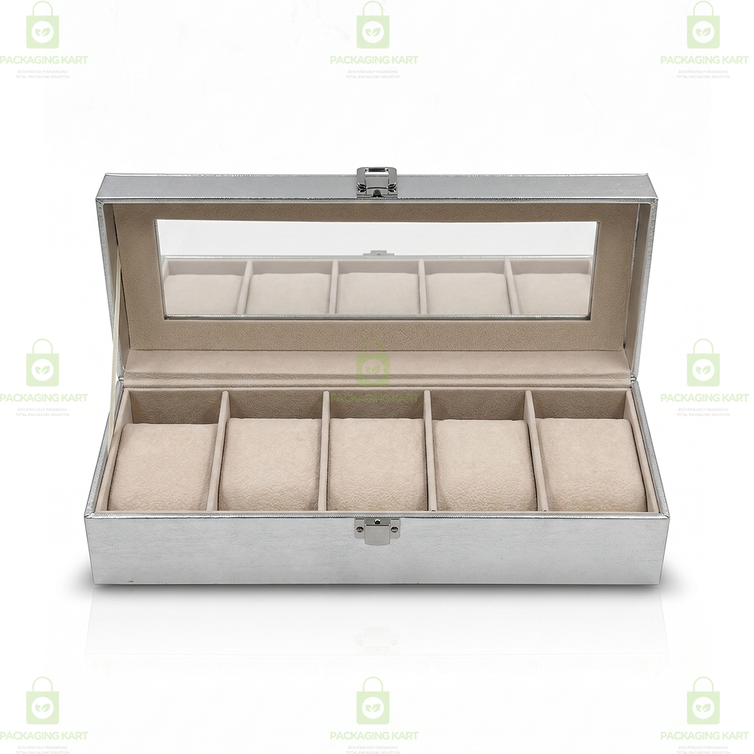 Premium PU Leather 6 Slot Watch Case for Safe Watch Storage