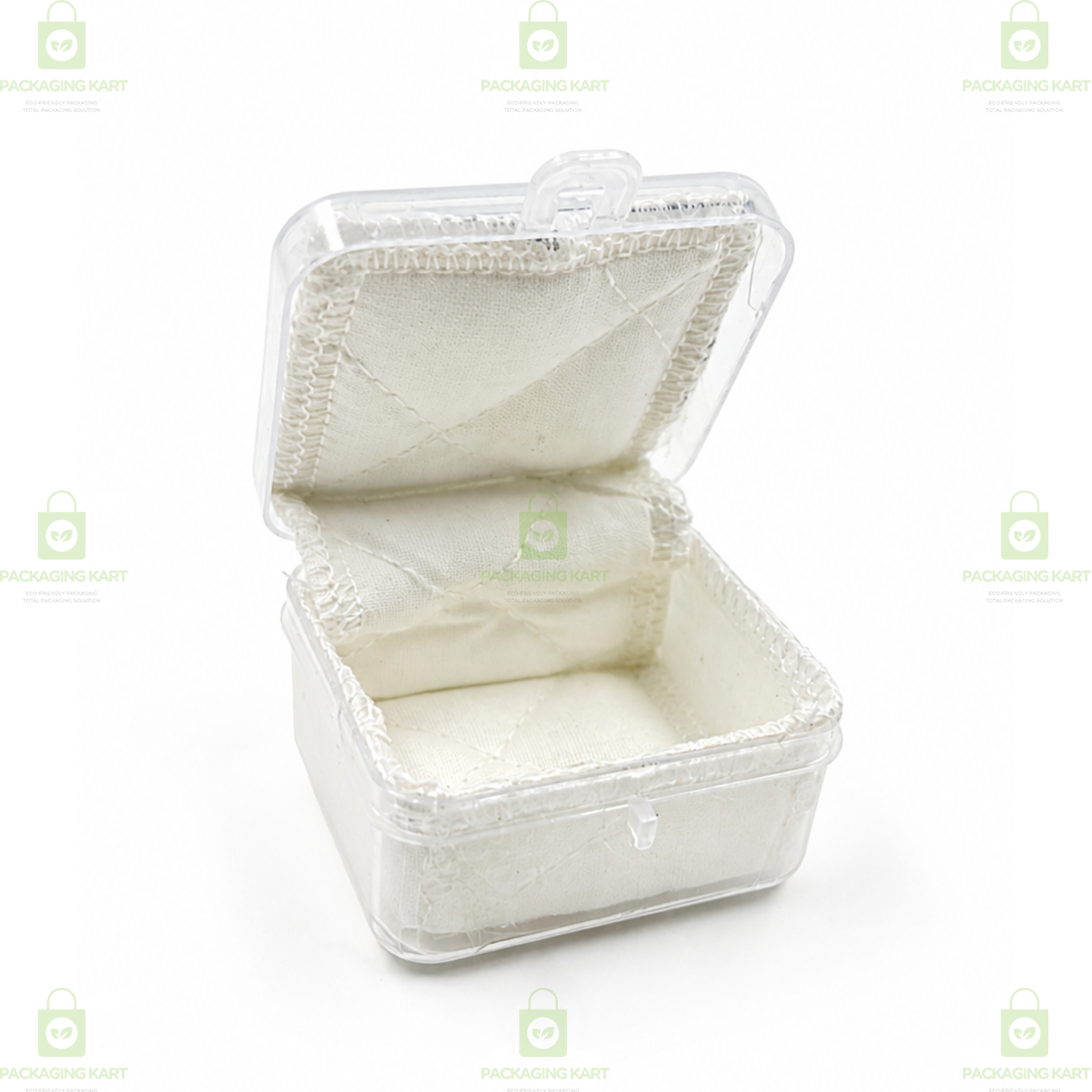 Transparent Plastic Jewellery Storage Box with Soft White Cushion Cotton Padding for Protection