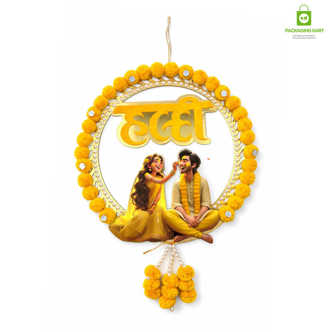 Decorative Haldi Decorations Door Board, Home Decoration Items for Wedding Ceremony Haldi, Mehndi, Subh Vivah, Shadi Wala Ghar Hanging Round Decoration
