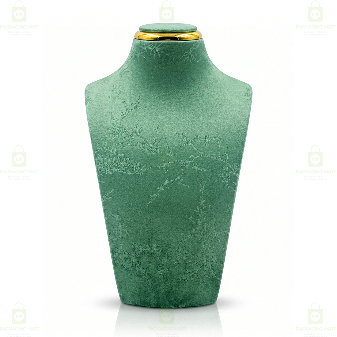 Luxury Leather Velvet Jewellery Bust Stand – Light Green Display Statue