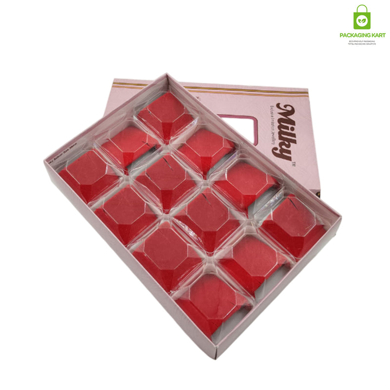 Round Red Velvet Plastic Jewellery Box for Earrings – Elegant & Durable