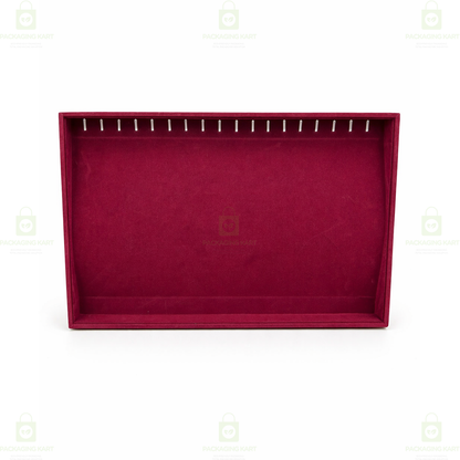 Premium Velvet Wooden Chain Tray for Jewellery Display | Elegant Necklace Organizer