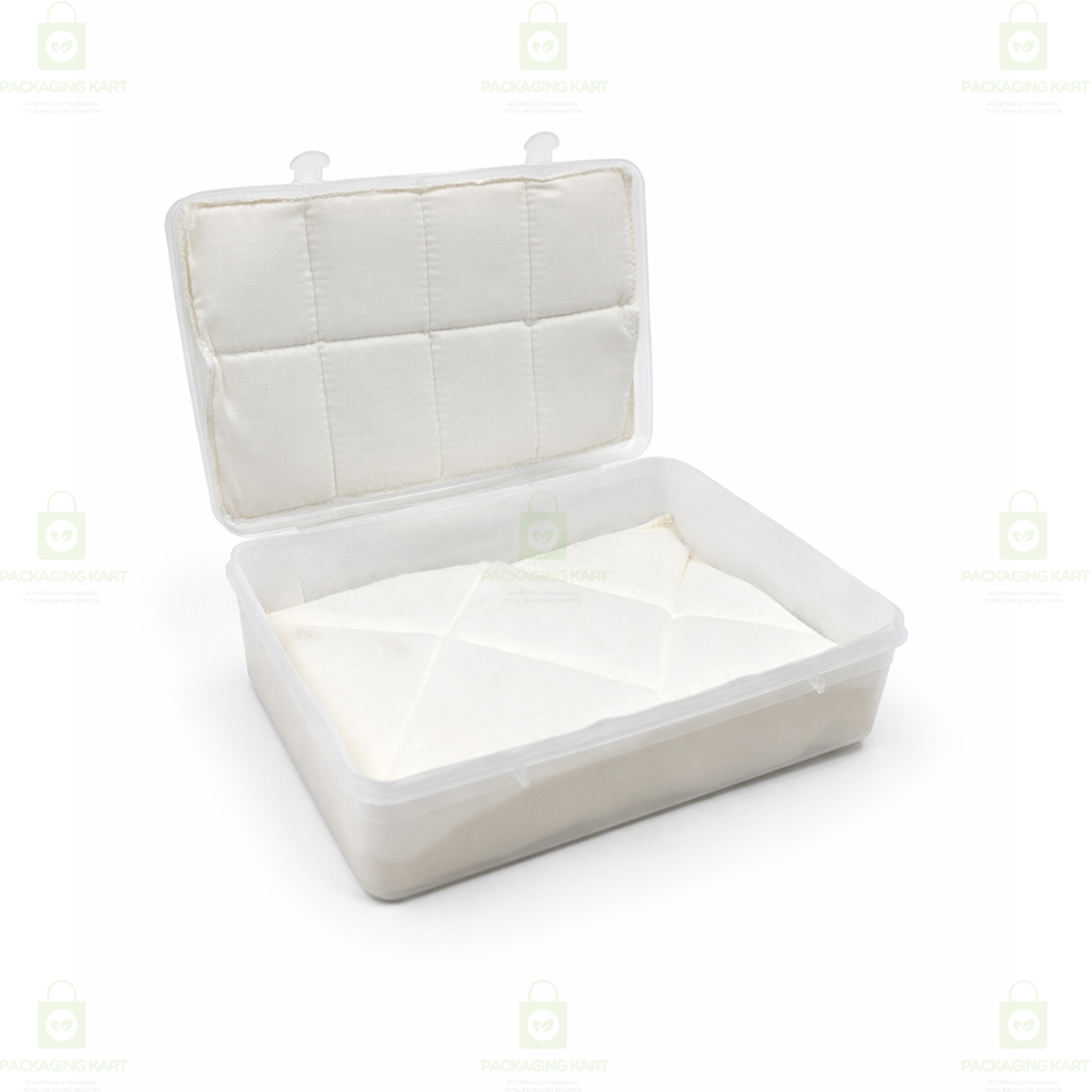 Transparent Plastic Jewellery Storage Box with Soft White Cushion Cotton Padding for Protection