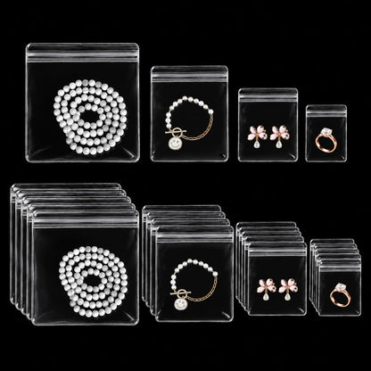 Transparent Jewellery Storage Pouches | Clear PVC Zip Lock Covers for Rings, Earrings, Necklaces, Kada, Bracelts Transparent, Polyvinyl Chloride PVC | Durable Jewellery Organizer Bags (24 Mix)