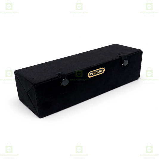 Black Velvet Jewelry Box for Chain & Pendant – 16 Compartment Case