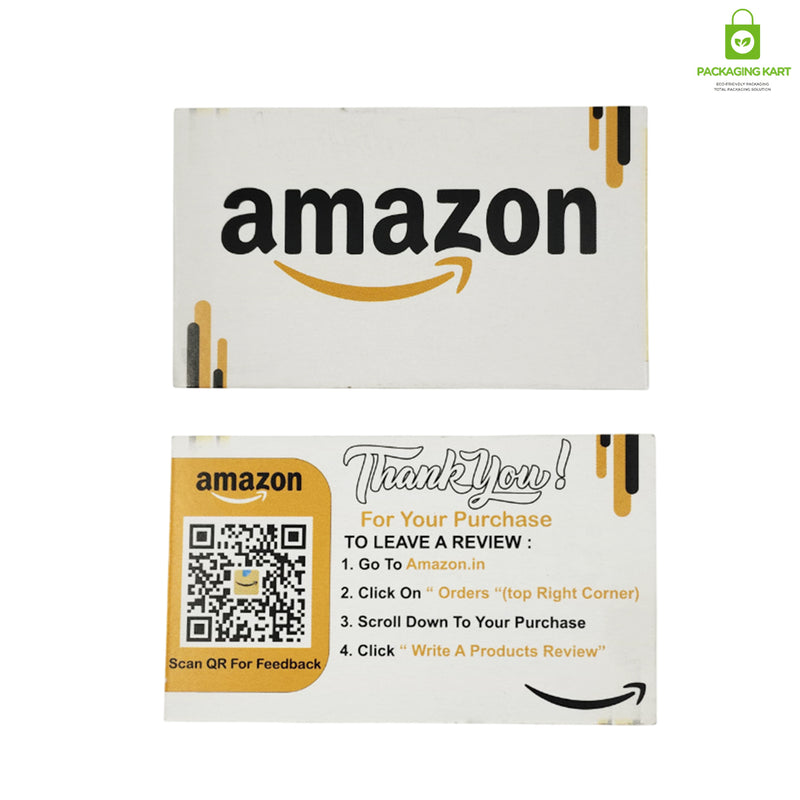 Amazon Seller Feedback Card with 5 Star Rating Message