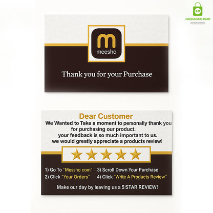 Thank You Card with 5 Star Rating Message for Meesho
