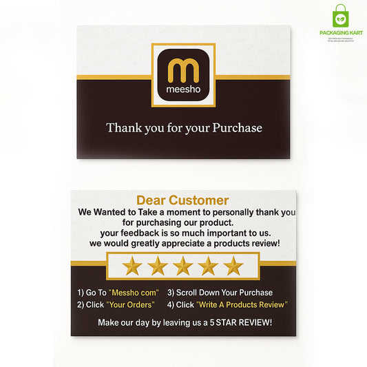 Thank You Card with 5 Star Rating Message for Meesho