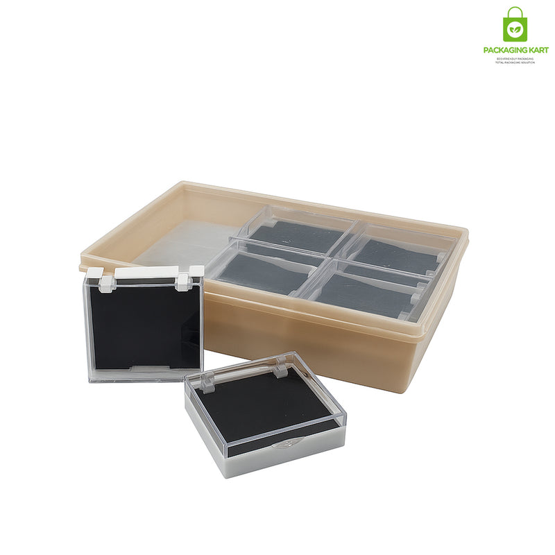 Blue Velvet Plastic Jewellery Box for Mangalsutra & Earrings – Elegant Storage