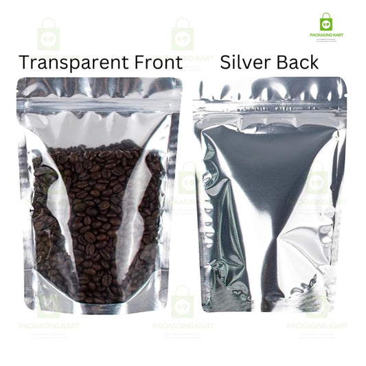 Multi-Purpose Silver Zipper Pouch for Food, Snacks & Dry Fruits