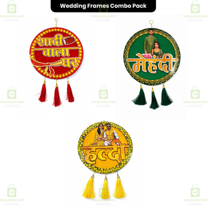 Premium Wedding Door Board Combo Pack (Set of 3) for Mehndi, Haldi & Marriage Home Decor