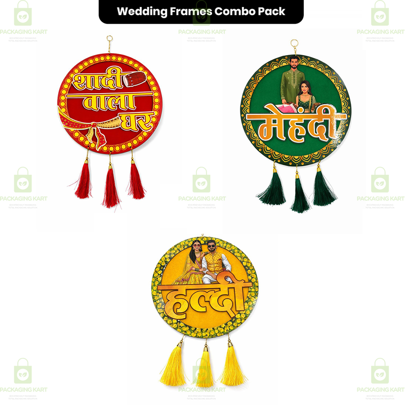 Premium Wedding Door Board Combo Pack (Set of 3) for Mehndi, Haldi & Marriage Home Decor