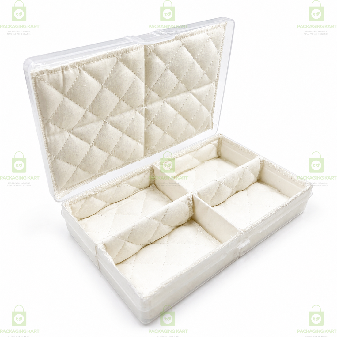 Transparent 4 Slot Jewellery Organizer Box with Soft Cushion Cotton | Protective Storage