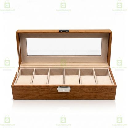Luxury 6 Slot Velvet Leather Watch Box Organizer for Men & Women