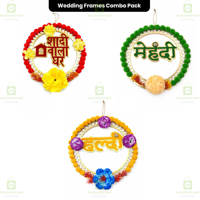 Wedding Function Door Board Set of 3 | Shadi Wala Ghar, Mehndi & Haldi Theme Decorations