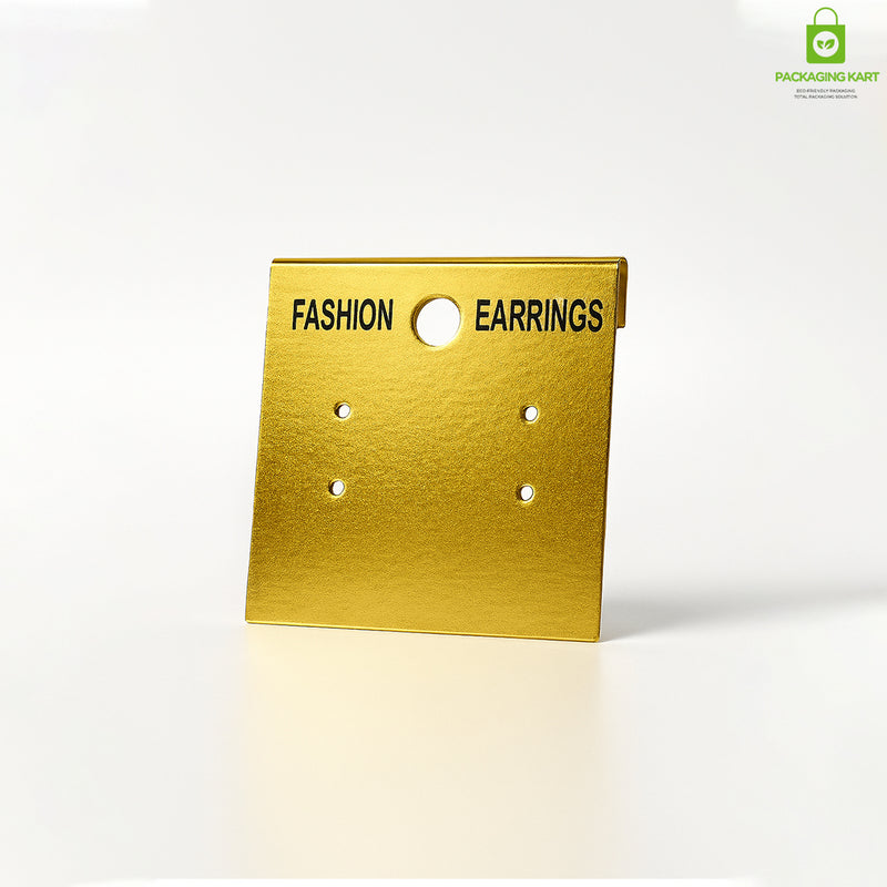 Golden Earrings Display Card – Elegant Jewelry Holder for Studs & Danglers