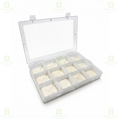 Transparent 12 Slot Jewellery Organizer Box with Soft Cushion Cotton | Protective Storage