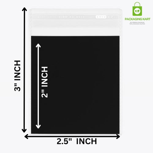 2.5X3 Black Colour BOPP Bags 40 Micron | Best Packaging for Earrings & Jewellery