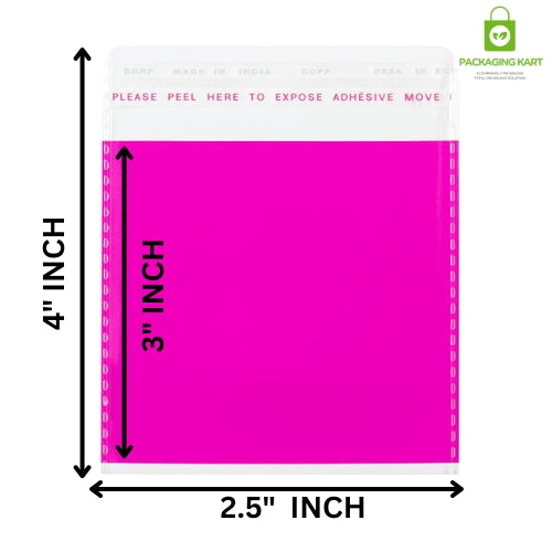 2.5X4 Pink Colour BOPP Bags 40 Micron | Best Packaging for Earrings & Jewellery