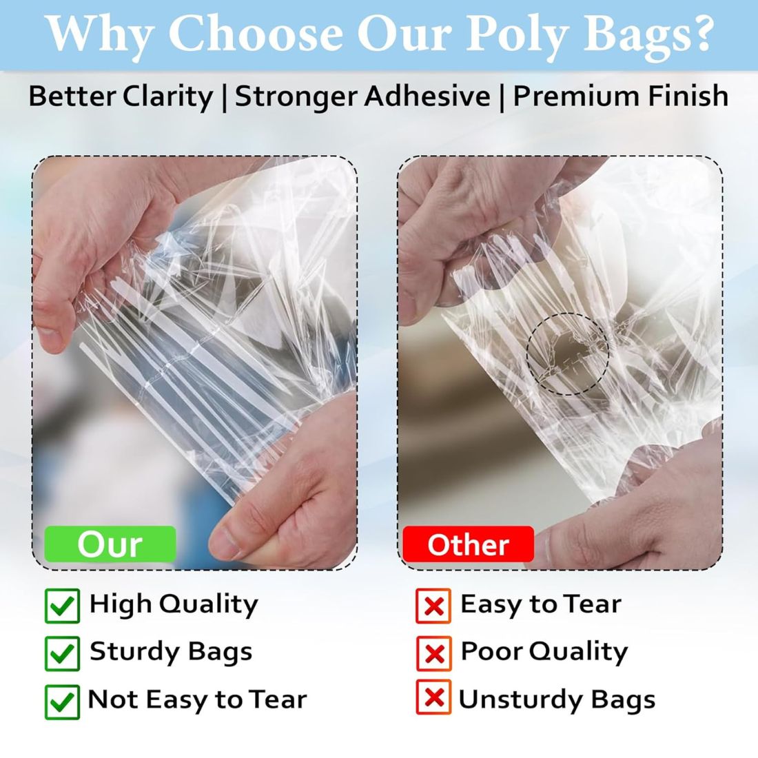 11X16X17 Plastic Transparent Poly Bags For Packing Saree Cloth Sealable | Used For Saree Packing, Shirts Packing,Bopp Poly Bags Self Adhesive