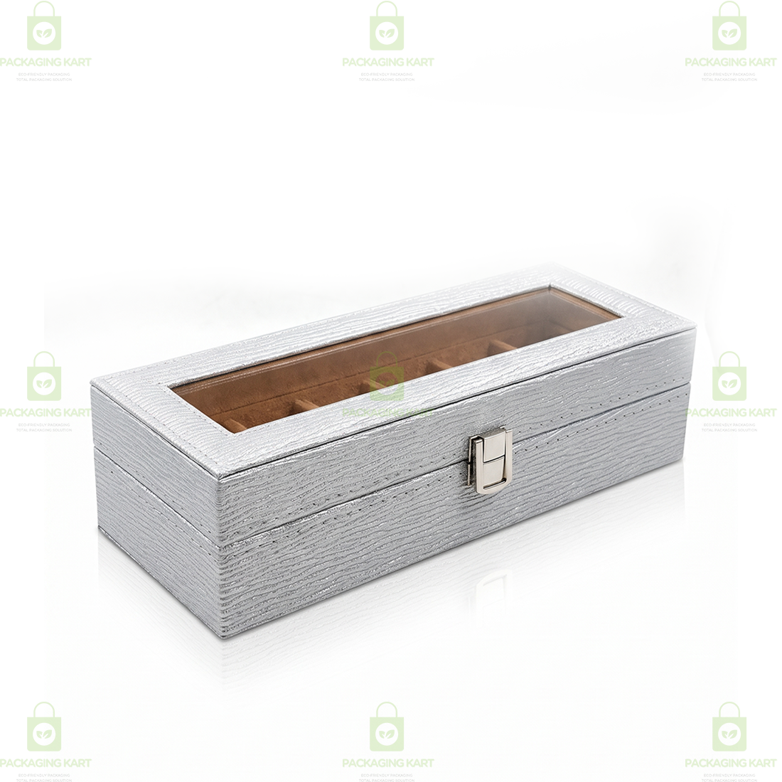 Designer Leather Watch Storage Box with 6 Velvet Watch Slots