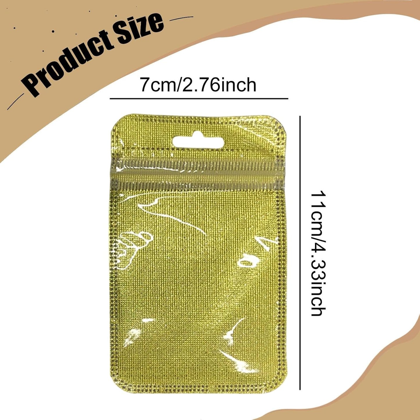 Luxury Foil Pouch Bags for Jewelry – Reusable Golden & Silver Packaging Bags