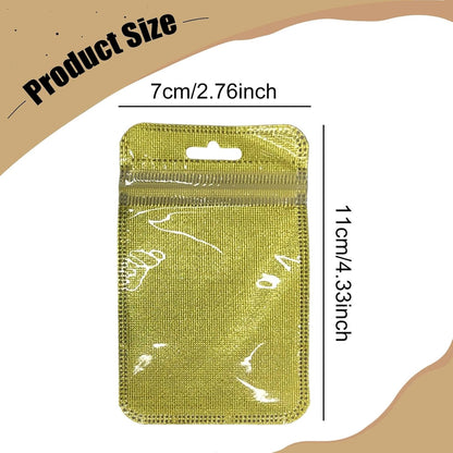 Luxury Foil Pouch Bags for Jewelry – Reusable Golden & Silver Packaging Bags