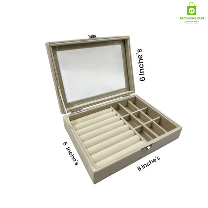 Elegant Watch and Bracelet Display Tray with Glass Mirror Base