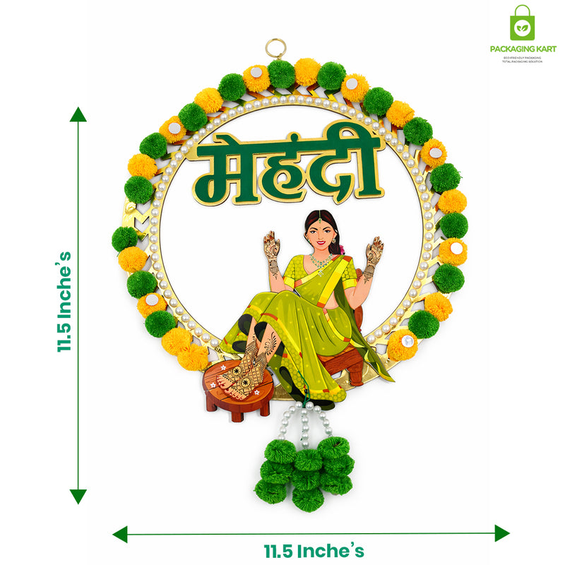 Door Board For Home Decorations - Wedding Decorations | Theme Door For Party Celebration-Mehndi, Sangeet, Photo Booth & Entrance Decor-MDF Backdrop Prop for Mehndi (Green)