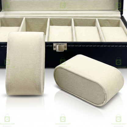 6 Grid Velvet Watch Box Organizer with Soft Cushion & Glass Lid