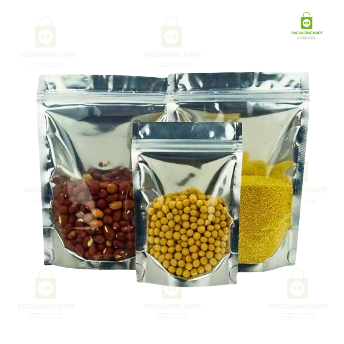 Multi-Purpose Silver Zipper Pouch for Food, Snacks & Dry Fruits