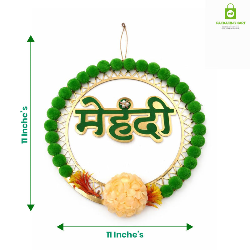 Door Board For Home Decorations - Wedding Decorations | Theme Door For Party Celebration-Mehndi, Sangeet, Photo Booth & Entrance Decor-MDF Backdrop Prop for Mehndi (Green)