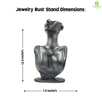 Mannequin Necklace Earring Chain Mangalsutra Display Bust Face Jewelry jewellery jewelery Holder with Golden Stand