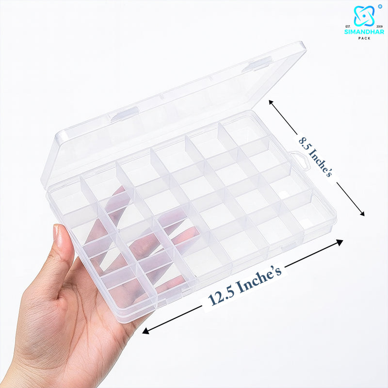 Transparent 24-Slot Jewellery Organizer – Plastic Storage Box for Accessories