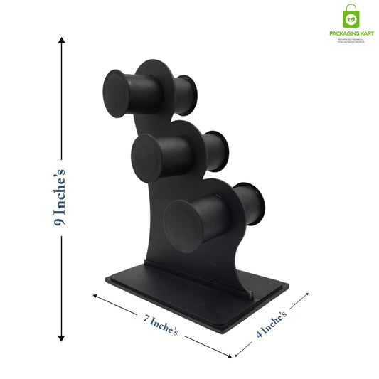 Black Plastic 3 Roll Jewelry Bangle Display Stand Holder For Jewelry Storage And Jewelry Shop
