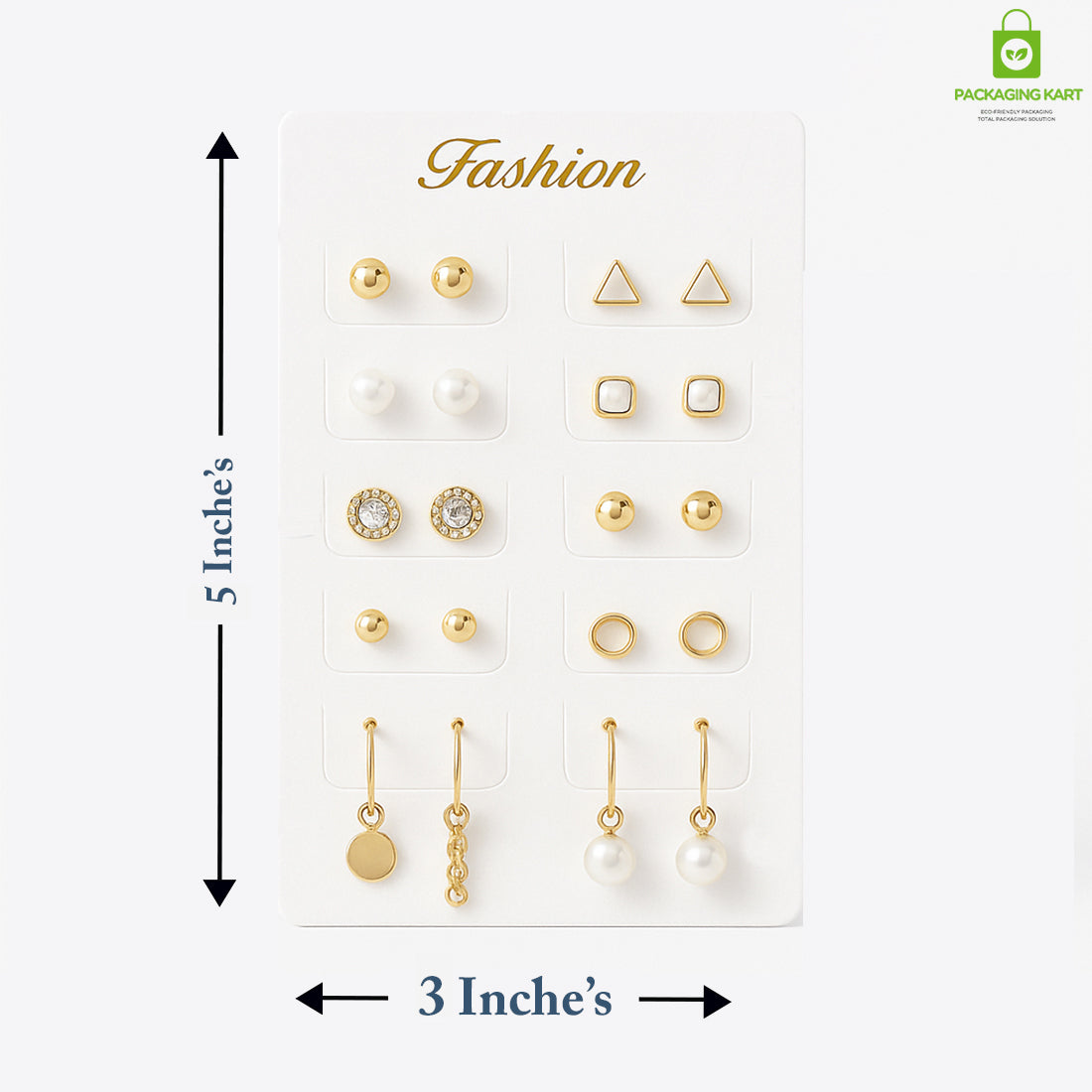 White 10-Pair Earrings Display Card – Premium Jewelry Holder
