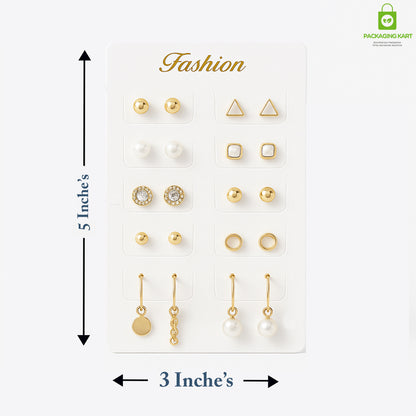 White 10-Pair Earrings Display Card – Premium Jewelry Holder