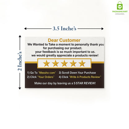 Thank You Card with 5 Star Rating Message for Meesho