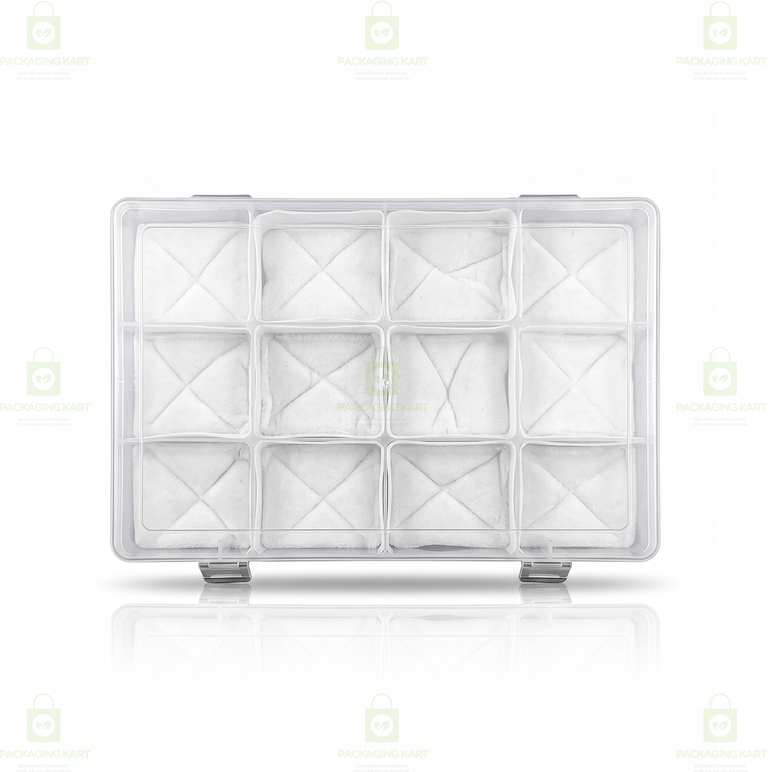 Transparent 12 Slot Jewellery Organizer Box with Soft Cushion Cotton | Protective Storage