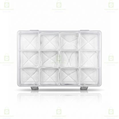 Transparent 12 Slot Jewellery Organizer Box with Soft Cushion Cotton | Protective Storage