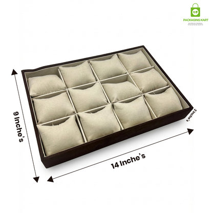Wooden Jewellery Display Tray for Showroom Use – Watch, Kada & Bracelet (12 Slots)