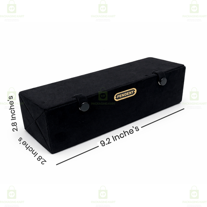 Black Velvet Jewelry Box for Chain & Pendant – 16 Compartment Case