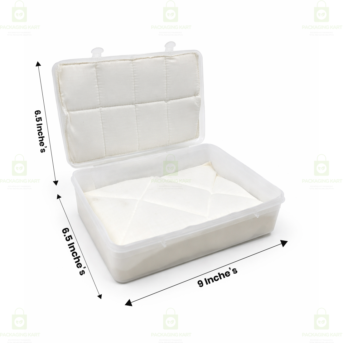 Transparent Plastic Jewellery Storage Box with Soft White Cushion Cotton Padding for Protection