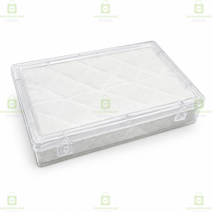 Transparent 4 Slot Jewellery Organizer Box with Soft Cushion Cotton | Protective Storage
