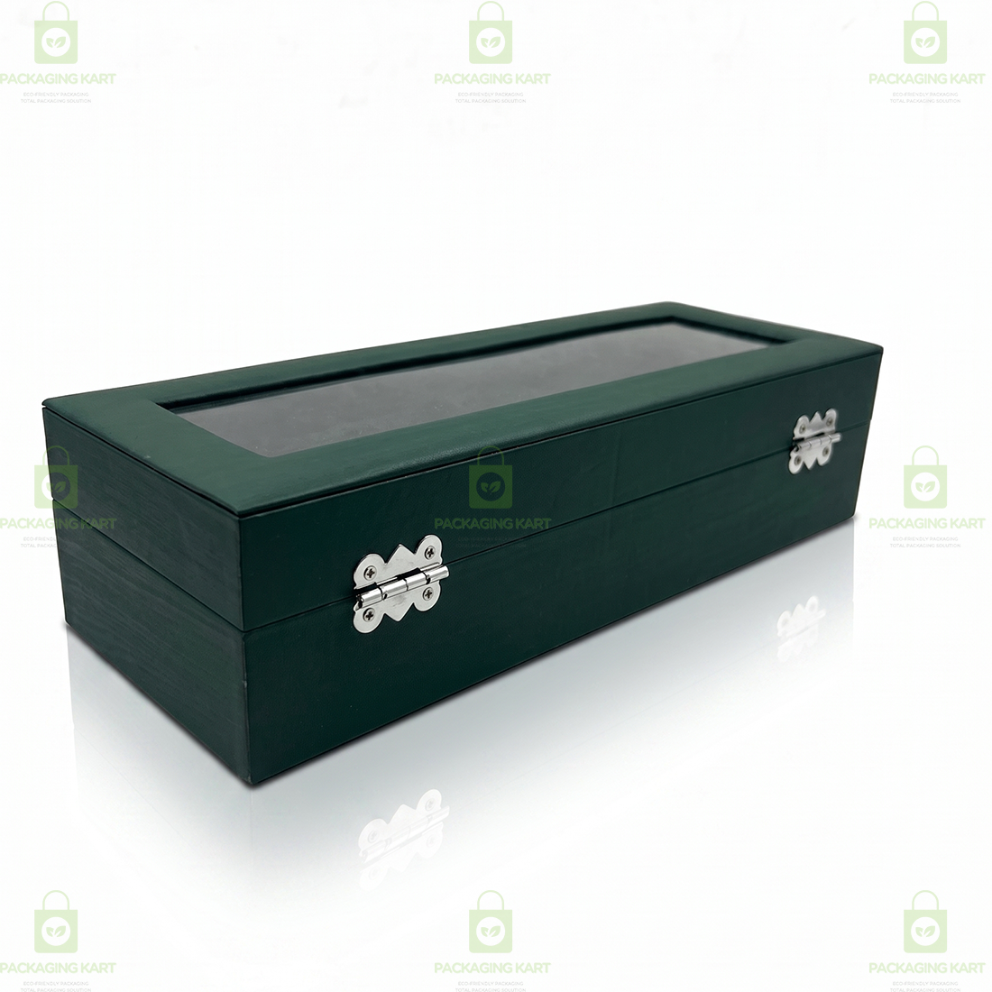 Elegant 6 Slot Watch Display Case in Velvet & PU Leather Design